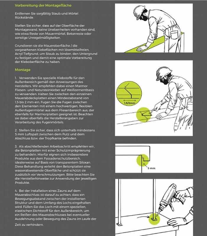 Beton Mauerabdeckung Eckwinkel 100cm lang 10 Breiten 7 Farben Evolution Mauerkappen Abdeckplatten