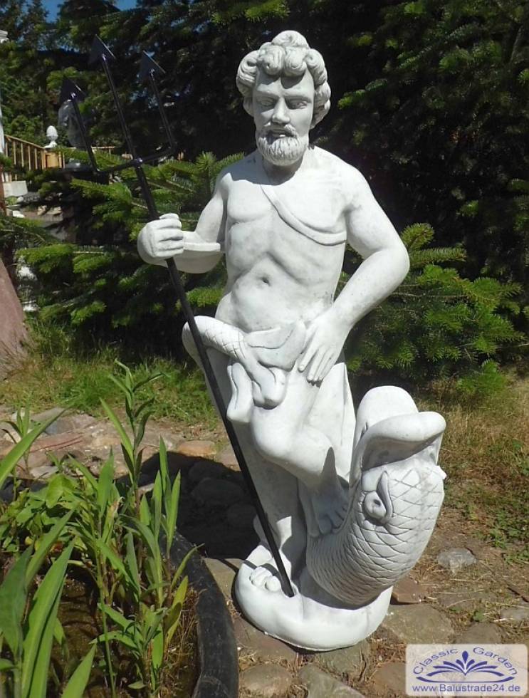 Steinfigur Neptun oder Poseidon Gartenfigur