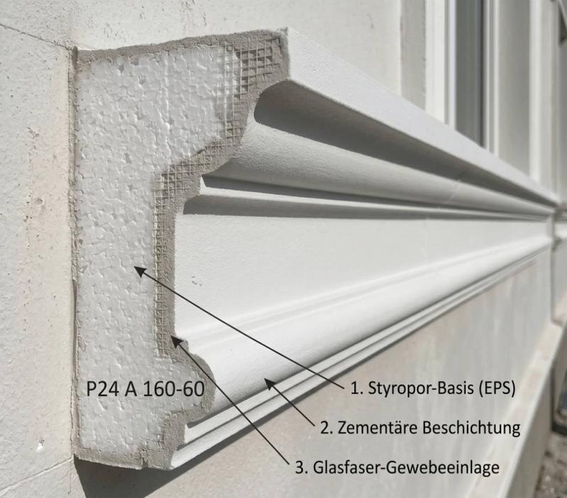 Fenster Gesims Sonderprofile Fassaden Styroporstuck Leisten 160x60mm P24A