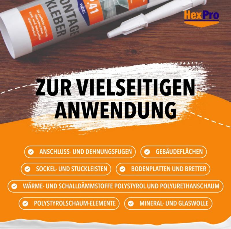 P41 Montagekleber Kleber ProLoc auf Acryl Basis mit hoher Haftung 310ml