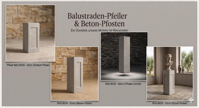 Balustraden Vierkant Pfeiler Sockel Postament für Figuren Pflanzgefäße Zaunpfeiler
