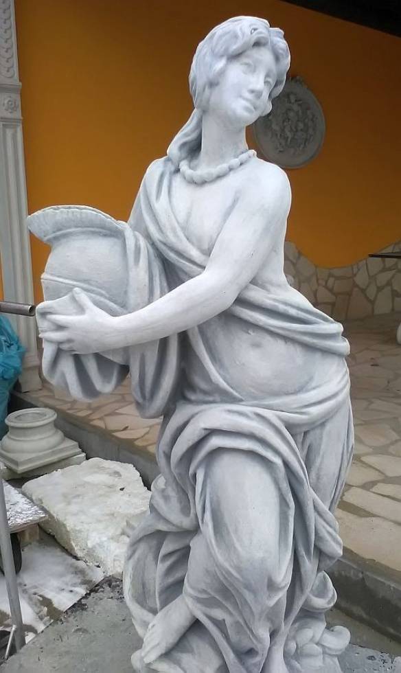 Gartenfigur Frau mit Helm als Römische Steinguss Skulptur Beton Steinguss Figur 142cm 235kg BAD-1021