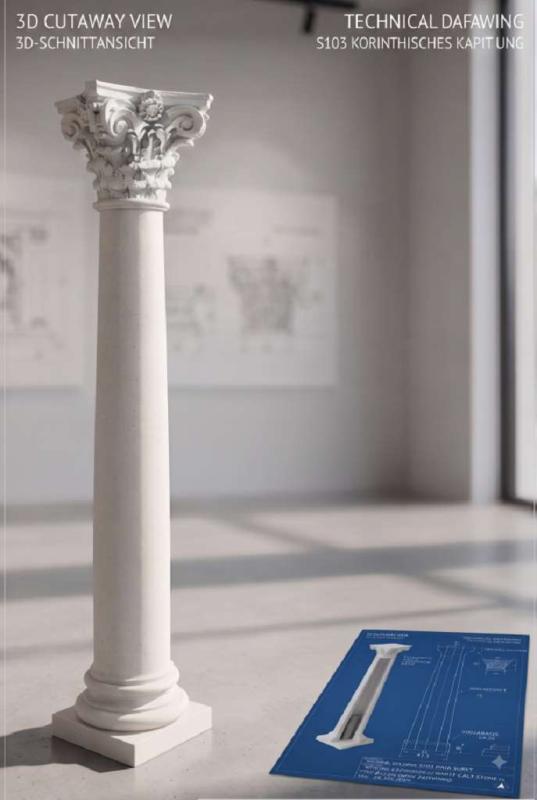 Betonsäule 315cm Betonelement | Kapitell korinthisch