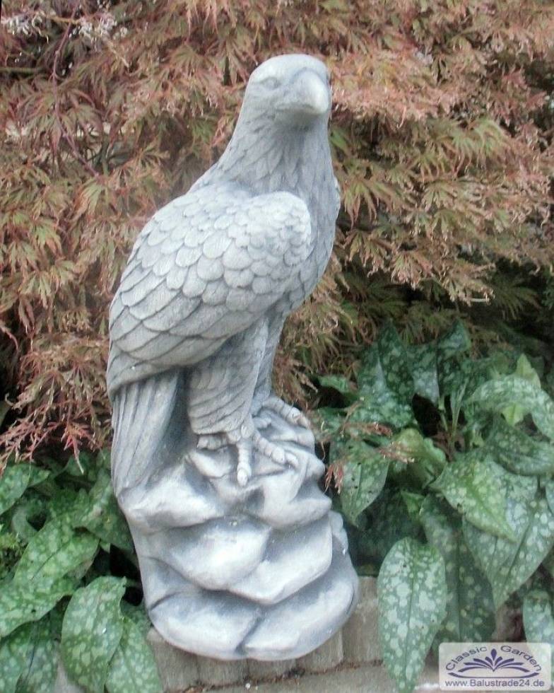 Skulptur Gartenfiguren Statuen Steinguss 60 cm 2 Adler Set S103027+S103046 