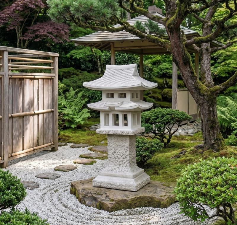 Stupa japanische Garten Steinlaterne