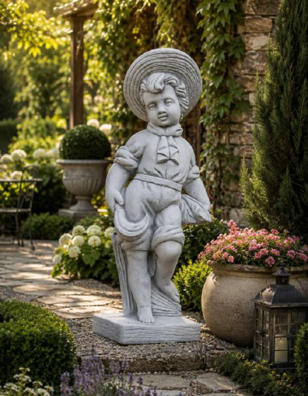 Gartenfigur Vierjahreszeiten Sommer Skulptur Steinfigur Beton Steinguss Figur 69cm