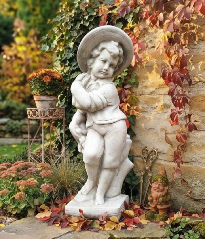 Gartenfigur Vierjahreszeiten Winter Skulptur Steinfigur Beton Setinguss Figur 67cm 31kg