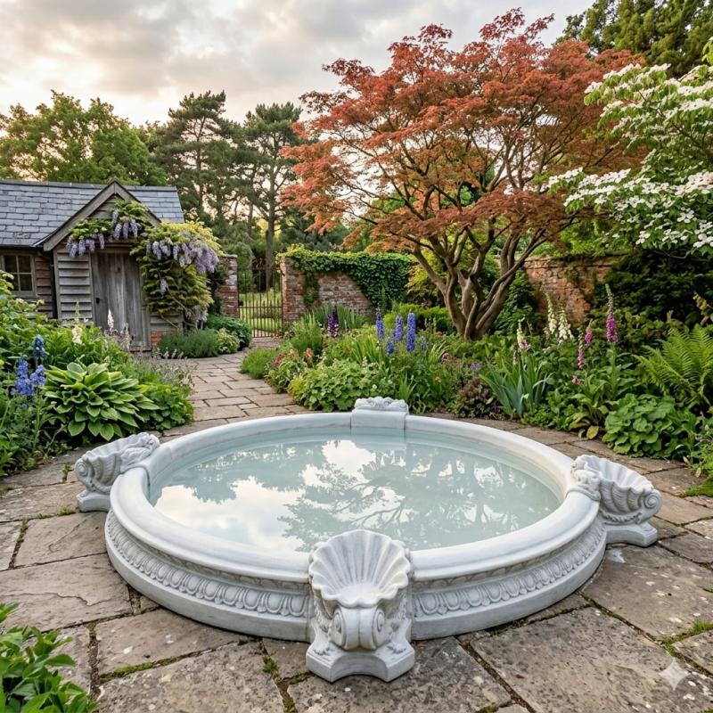 Muscheldekor Elementen Gartenbrunnen Wasserbecken Betonelemente