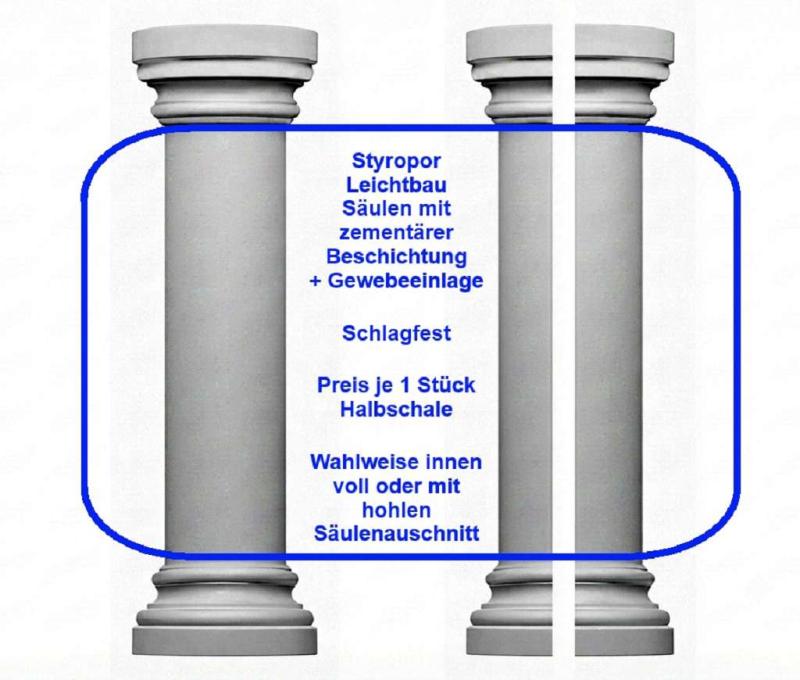 Styroporsäule 15cm runde glatte Halbschalen Säulenverkleidung SA15G