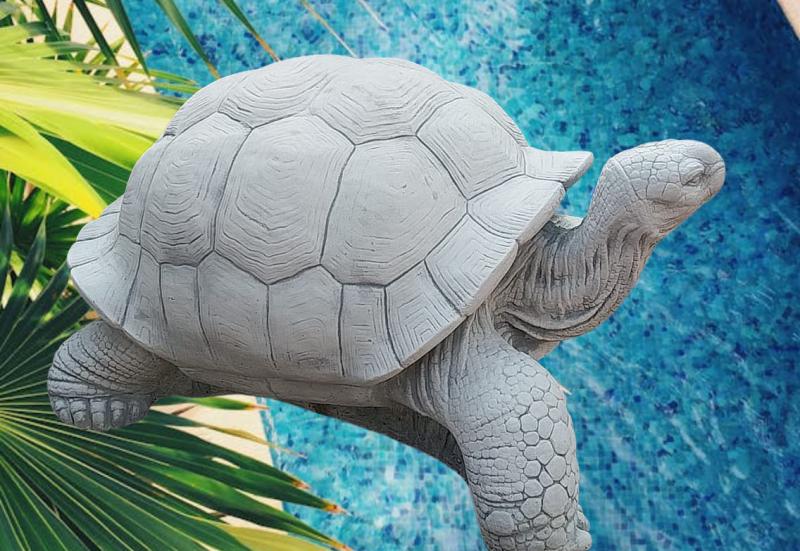 Schildkröten Gartenfigur Beton Steinfigur Steinguss Gartendekoration Tierfigur 65x45cm