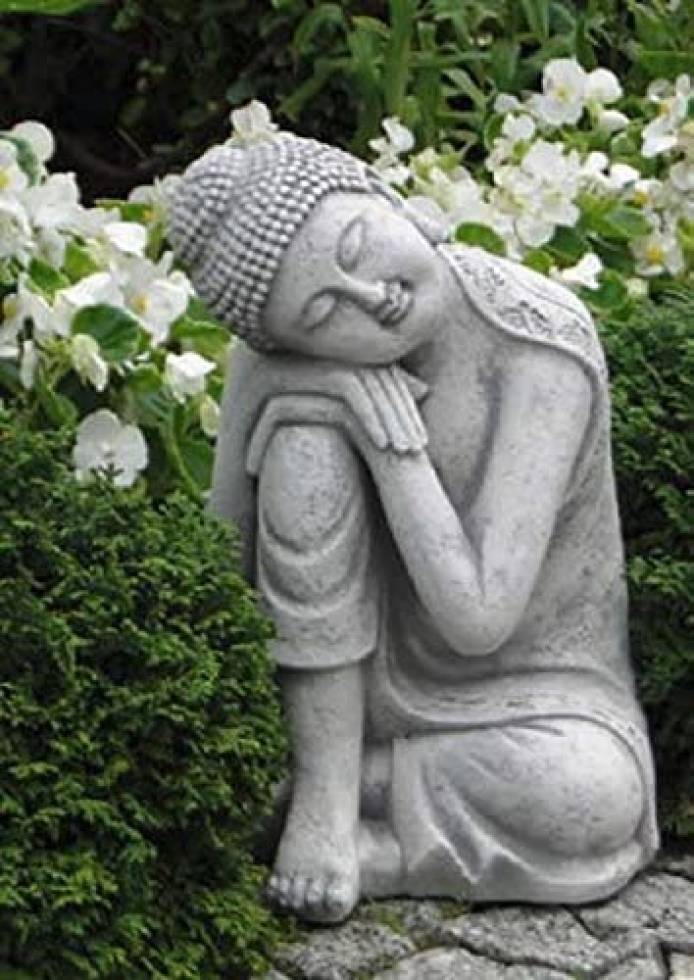 Buddhafigur Steinfigur ocker