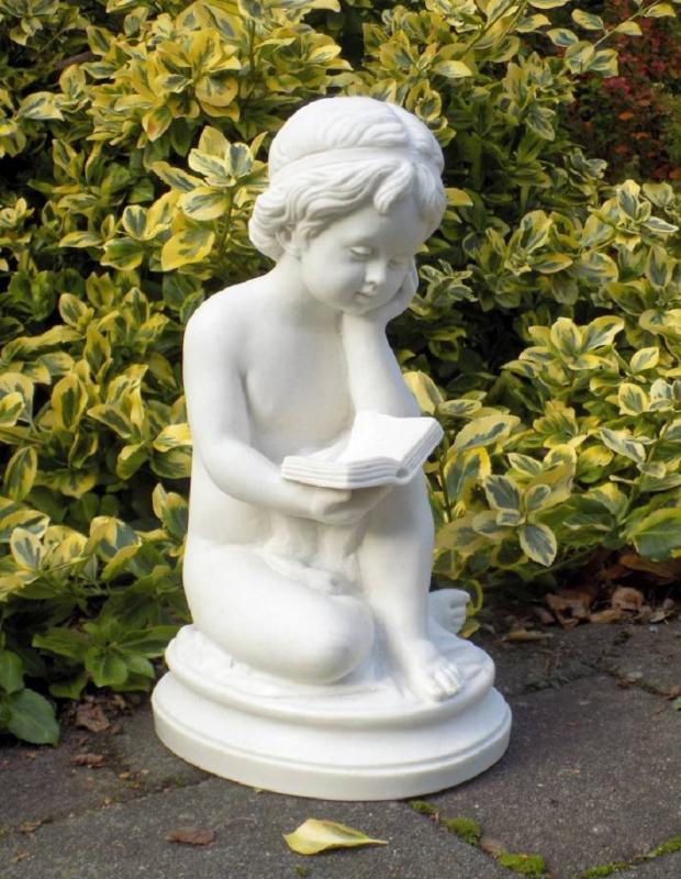 Kunstein Marmorfigur buchlesendes Mädchen Skulptur für Schreibtisch Dekoration 33cm