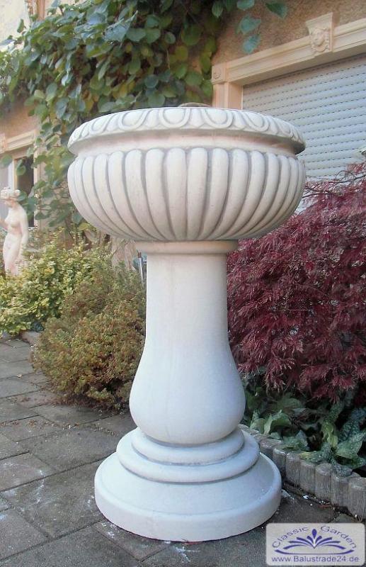 Säulenvase mit hohen Sockel als Pflanzgefäß Säulensockel aus weißem Beton Steinguss 98cm 170kg