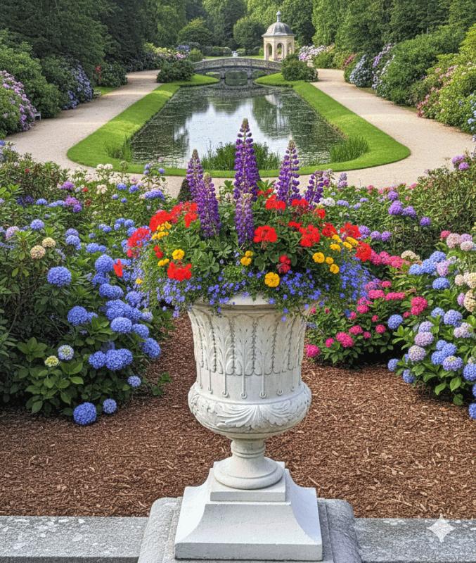 Park Ziervase mit Palmenwedel verziert XXL Parkvase 96cm