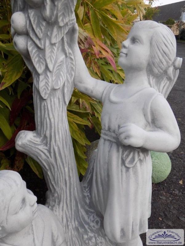 Vogelhaus Steinfigur mit Kinderfiguren Beton Steinguss Gartendekoration 140cm 122kg SA-N1764