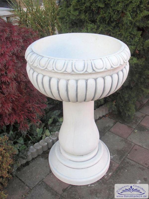 Säulenvase mit hohen Sockel als Pflanzgefäß Säulensockel aus weißem Beton Steinguss 98cm 170kg