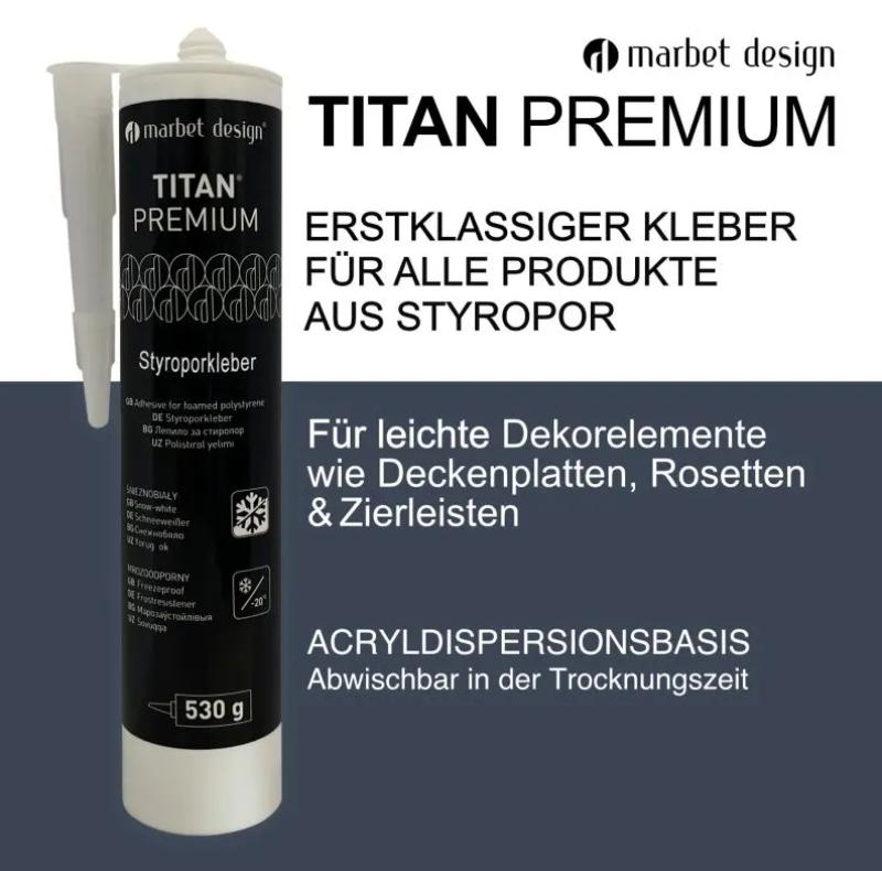 Acyrl Styroporkleber Titan Premium & Dichtstoff für Profile Leisten Fugenmasse