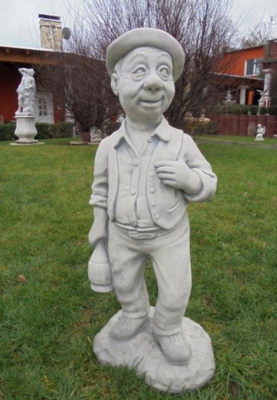 Trinker Figur mit Flasche Trunkenbold Steinfigur lustige Dekofigur Weißbeton Steinguss 87cm 45kg BAD-10267