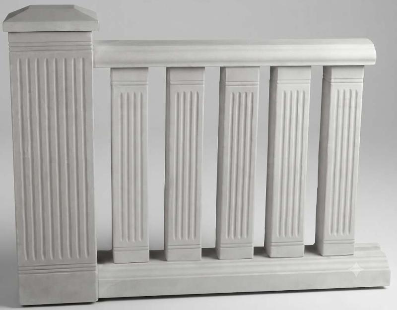 Typ-10 Balustraden Geländer Weißbeton quadratische Säule 91cm