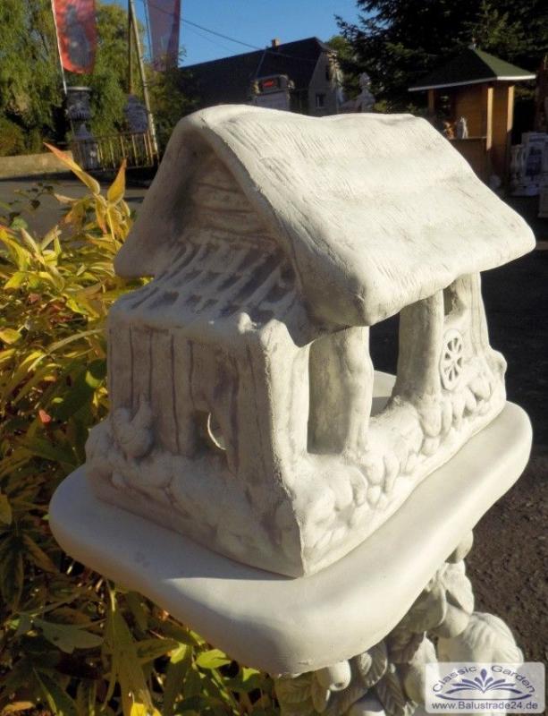 Vogelhaus Steinfigur mit Kinderfiguren Beton Steinguss Gartendekoration 140cm 122kg SA-N1764