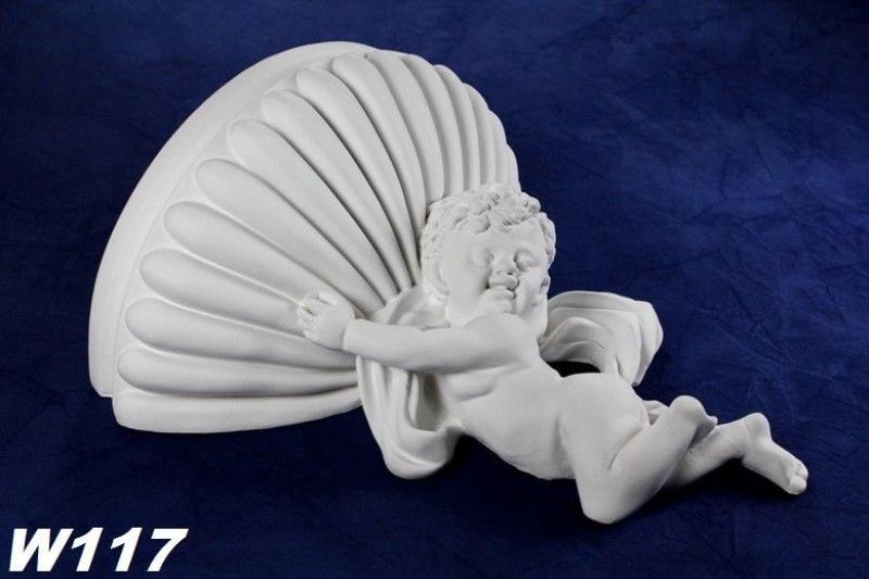 Engel mit Schale als Wandleuchte