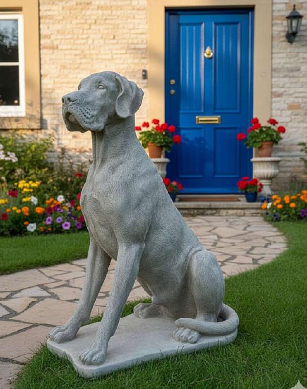 Deutsche Dogge Hundefigur XXL Steinfigur Gartenfigur Hund 104cm 170kg