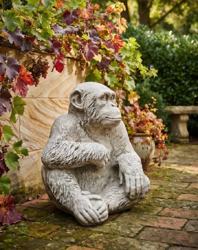 Affen Figur Gartendekoration Schimpansen Gartenfigur nicht sehen hören sagen 50cm