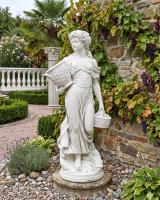 Gartenfigur Blumenmädchen Dona Frau mit Blumenkorb Steinfigur 135cm