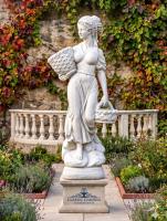 Gartenfigur Blumenmädchen Dona Frau mit Blumenkorb große Garten Steinfigur 136cm 160kg