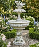 Gartenbrunnen mit Sockel Fuß mit Turtel Taubenpaar