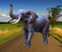 Garttenfigur Elefant als Garten Glücksbringer Bronze Figur