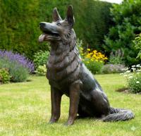 Bronzeskulptur Schäferhund Rex – Edle Hundeskulptur 75cm