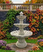 Gartenbrunnen Kaskadenbrunnen 3 Wasserschalen Kapitell Sockel Garten Springbrunnen 195cm