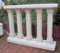 Balustrade Weißbeton 92cm hoch 125cm lang mit 5 Baluster Vierkant Säulen keine Pfeiler KP01013