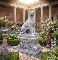 Panther Raubtier Katze Leopard Figur Rechtsblick Gartendekoration Skulpturen mit Sockel