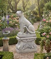 Panther Raubtier Katze Leopard Figur Linksblick Gartendekoration Skulptur Sockel