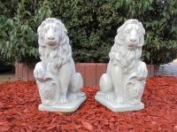 Löwen Paar links rechts Wappen Tor Pfeiler Steinfiguren 41cm