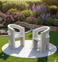 Modern Art Deko Steinsessel in Form einer Flüsterbank massiver Beton als Betonsessel 98cm 200kg Preis je Stück S205005