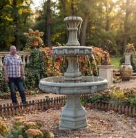 Garten Kaskadenbrunnen 2 Wasserschalen Springbrunnen Steinguss 170cm