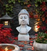 Buddha Büste kleiner Buddhakopf Gartendekoration Steinfigur 31cm