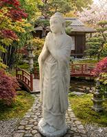 Buddha Mönch Tempelwächter Gartenfigur Steinfigur Steinguss Gartendekoration 115cm