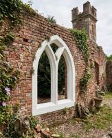 Gotisches Fenster Element für Gartenruine Burgruine Gartendekoration Fassadenstuck Beton Steinguss 119x78cm