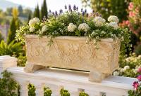 Blumenkasten Pflanzkasten mit Weinlaub Pflanzkübel Beton Steinguss 69cm