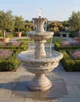 Exclusiver Gartenbrunnen mit Steinblume Zierbrunnen aus Weißbeton 170cm 290kg