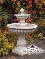 Gartenbrunnen mit 2 Wasserschalen und Kugel aus Weißbeton