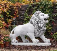 Gartenfigur brüllender Löwen Figur frostfeste Skulptur Steinfigur Weißbeton Steinguss 102cm 404kg
