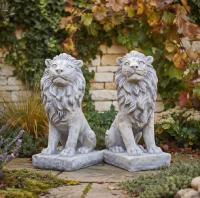 Kleine Löwen Figuren sitzende Gartenfiguren Beton Steinfiguren 35cm