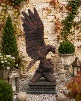 Gartenfigur Adler Kupfer 90cm Steinfigur Metall Farben Optik Seeadler Skulptur