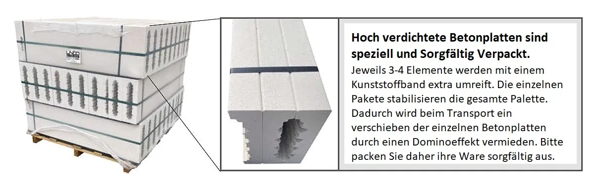 Betonplatten Versand Palette